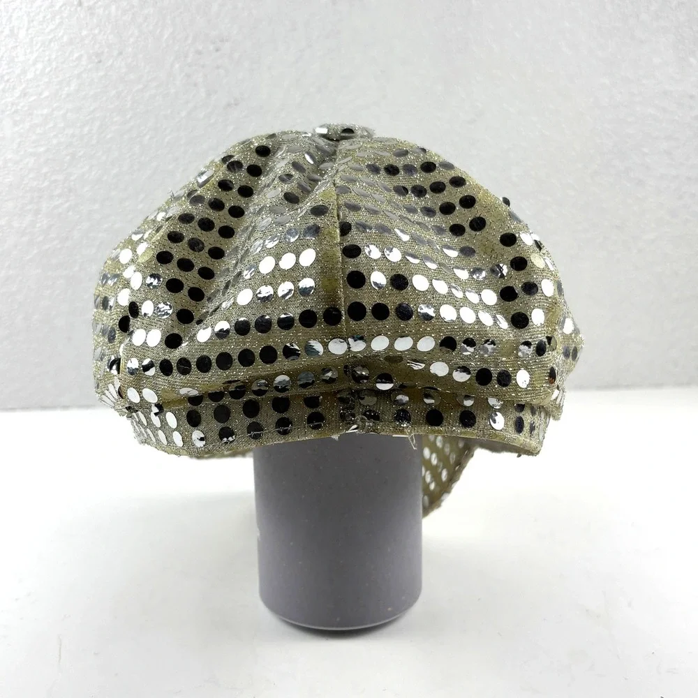 Sequin Newsboy Cap Womens Gold Silver Black Baker Boy Hat Festival‎ Glam Y2K
